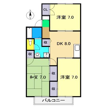 パラッツオM(3DK/2階)の間取り写真