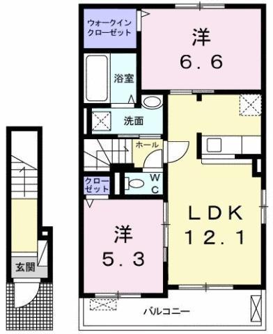 フィチュール A(2LDK/2階)の間取り写真