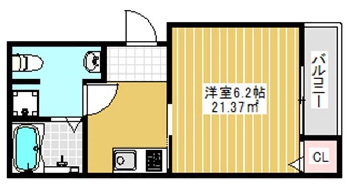 YS玉造(1K/2階)の間取り写真