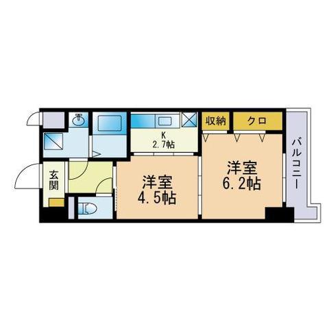 HF福岡レジデンスイースト(2K/5階)の間取り写真