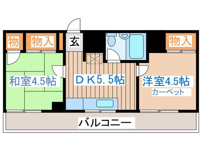 八本松マンション(2DK/14階)の間取り写真