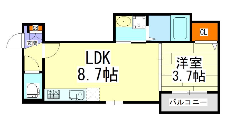 GRAND SQUARE(1LDK/3階)の間取り写真