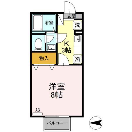 コンフォート松森(1K/2階)の間取り写真
