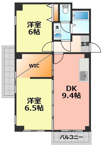 ドリームハイツエリカ(2LDK/4階)の間取り写真
