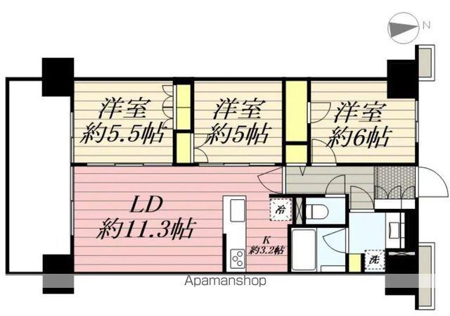 レーベン宮崎ONE TOWER(3LDK/3階)の間取り写真