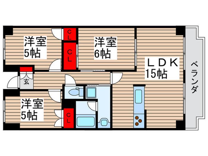INSURANCE BLDG.XIII(3LDK/7階)の間取り写真