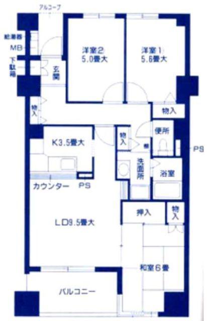 アークヒルズ山太(3LDK/4階)の間取り写真