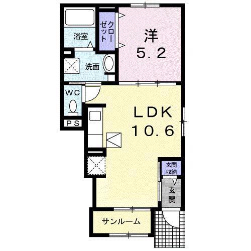 フロンティア・コート(1LDK/1階)の間取り写真