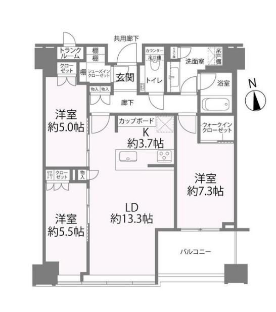 SHIROKANE THE SKY E棟(3LDK/41階)の間取り写真