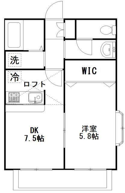 プレステージ11番館(1DK/2階)の間取り写真