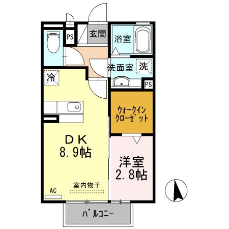 フレーズ B(1LDK/2階)の間取り写真