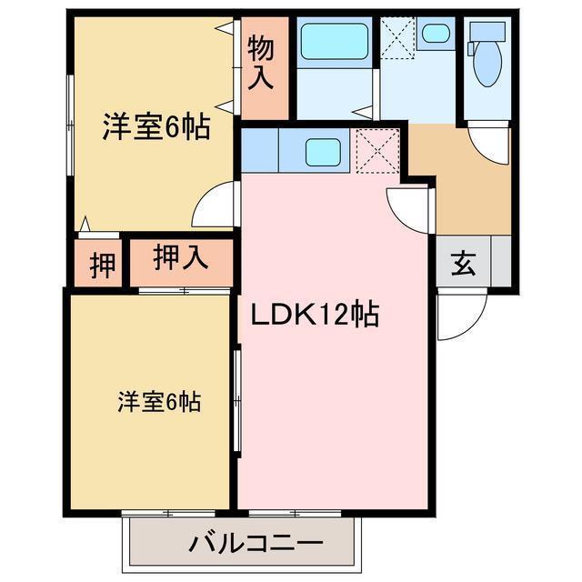 カンファタブル(2LDK/2階)の間取り写真