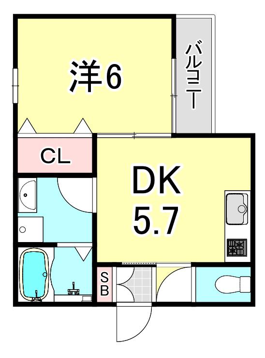 ドエル城ヶ掘FINE(1DK/2階)の間取り写真