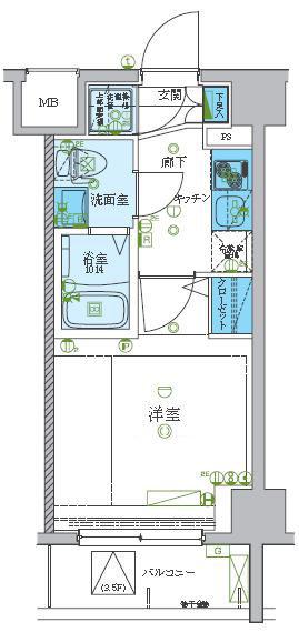 レグゼ梶ケ谷(1K/4階)の間取り写真