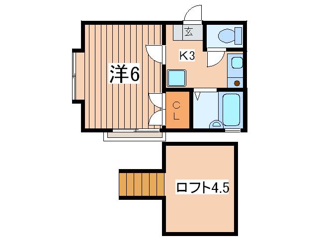 ベルハイム(1K/2階)の間取り写真