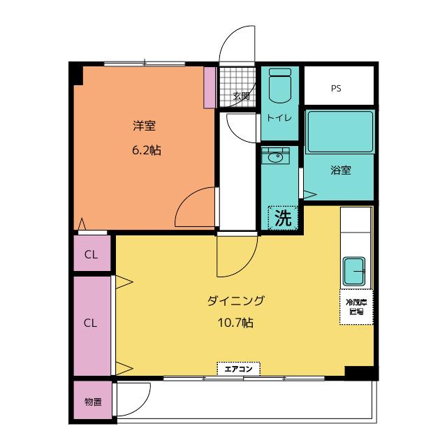 翠丘ハイツ(1LDK/4階)の間取り写真