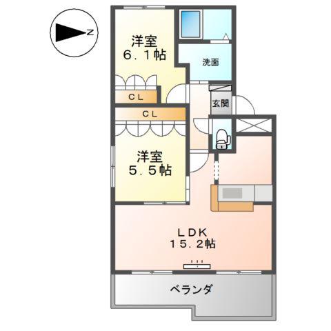 オーキッド・ヴィラ3(2LDK/3階)の間取り写真