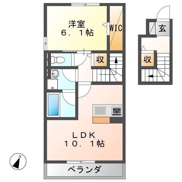 GRANZ RAUM Z(1LDK/2階)の間取り写真