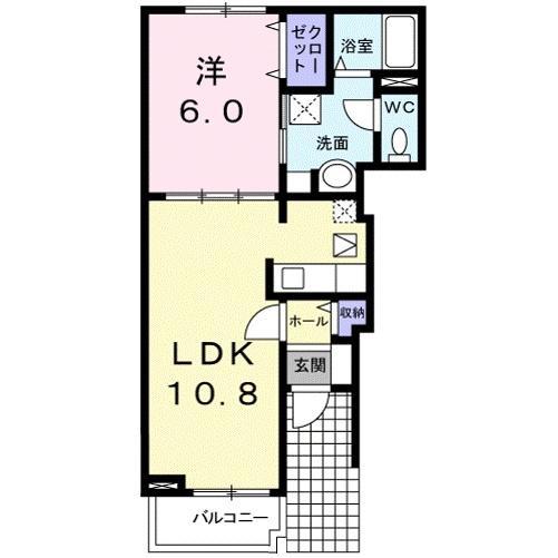 ラシュール コート2 手原(1LDK/1階)の間取り写真