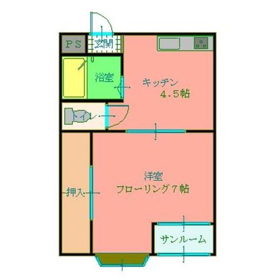 富山地鉄本線 越中荏原駅 徒歩13分 2階建 築32年(1DK/2階)の間取り写真