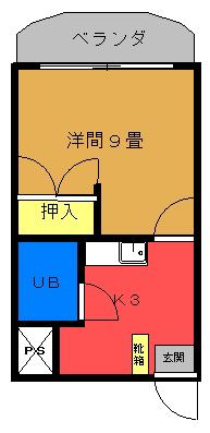 ピアコスモ(1K/2階)の間取り写真