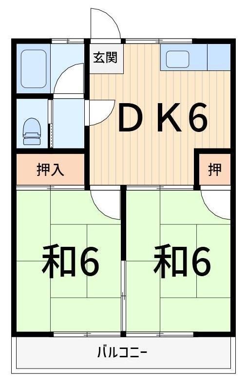 トマトハウス(2DK/1階)の間取り写真