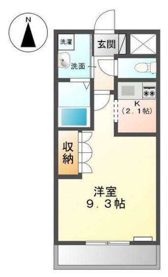 シェルル(1K/1階)の間取り写真