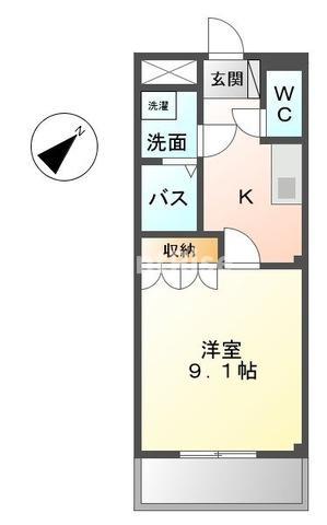 ラッキーズハイツII(1K/2階)の間取り写真