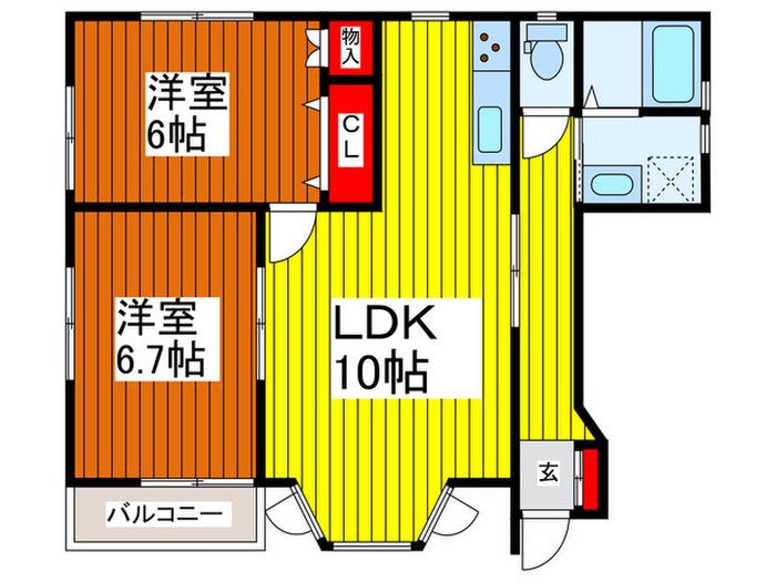 パークハイツしろやC棟(2LDK/1階)の間取り写真