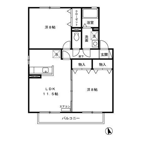 カプチーノA・B・C・D(2LDK/2階)の間取り写真