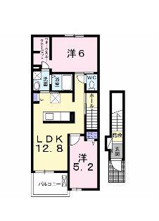 フェルメール(2LDK/2階)の間取り写真