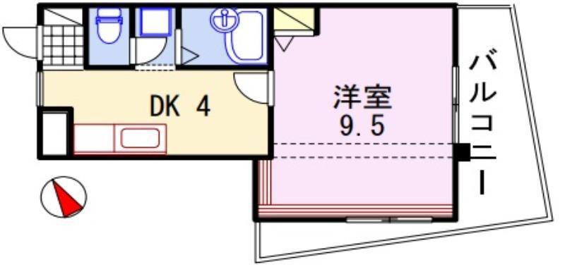 プラザ・Y(1DK/4階)の間取り写真
