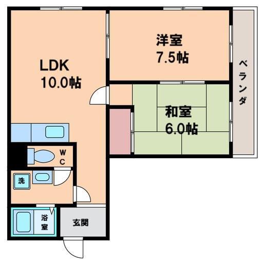 メゾン・ド・小林(2LDK/3階)の間取り写真