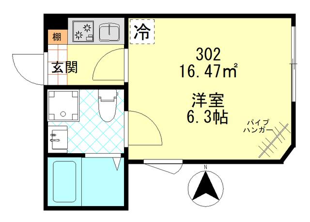 PRIME BLOOM(1K/3階)の間取り写真