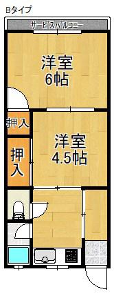寿荘(2K/1階)の間取り写真