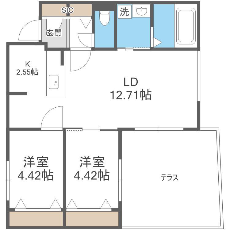 フォレスタ北9条(2LDK/1階)の間取り写真