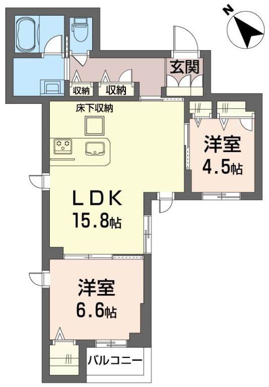 グリーンステージ船橋(2LDK/1階)の間取り写真