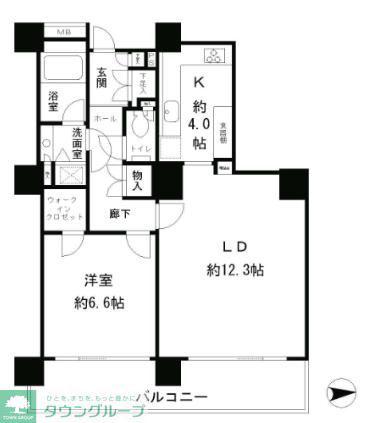 リバーポイントタワー(1LDK/9階)の間取り写真