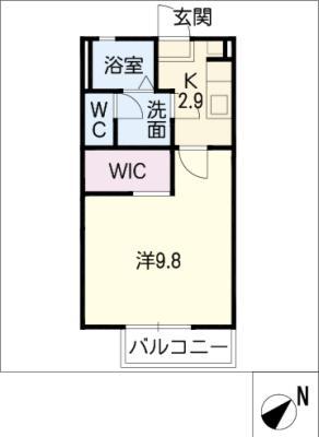 ロイヤルクレッセント藤沢 B棟(1K/2階)の間取り写真