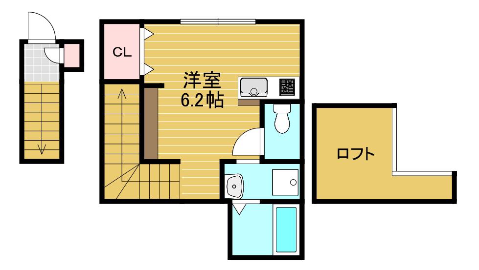 あんしん狭山08(ワンルーム/2階)の間取り写真