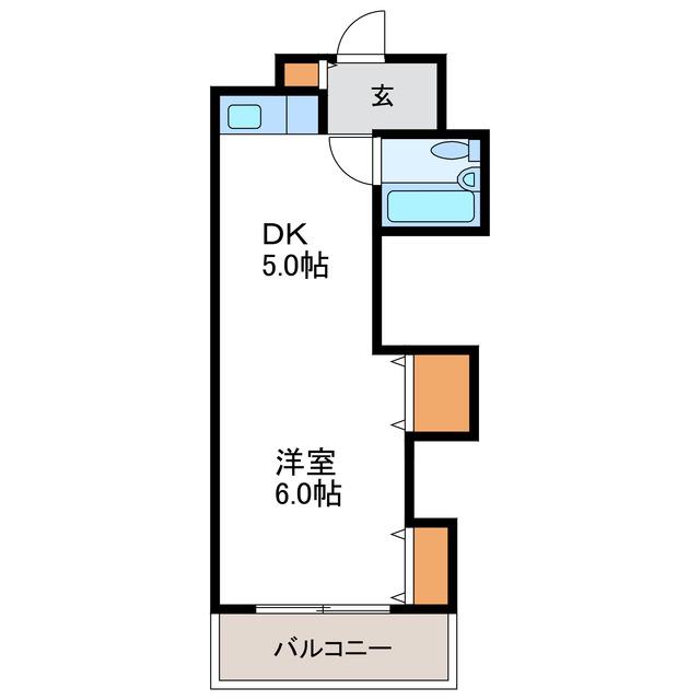 ノースタウンハウス(1DK/7階)の間取り写真