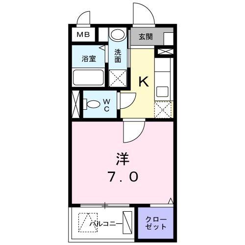 ユングフラウ(1K/3階)の間取り写真