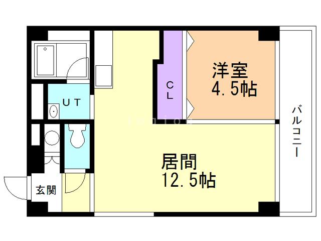 ラフェリア長島(1LDK/4階)の間取り写真