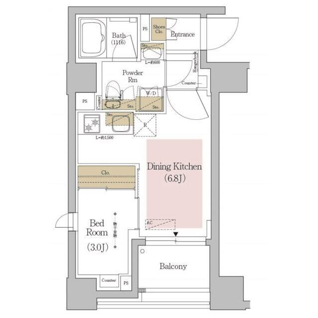 アーバネックス文京本郷 部屋番号0605(1DK/6階)の間取り写真