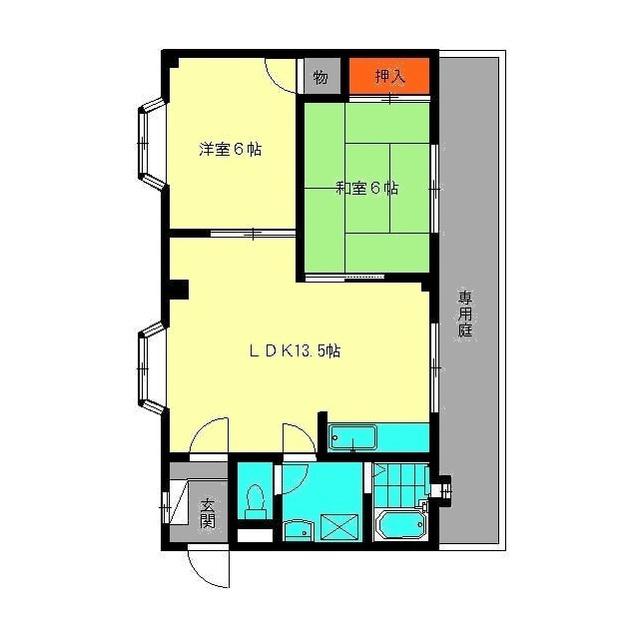 フェアコート春日(2LDK/1階)の間取り写真