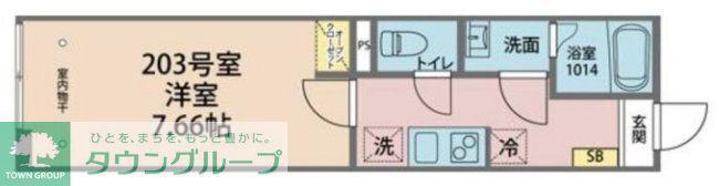 カインドネス西新井(1K/2階)の間取り写真