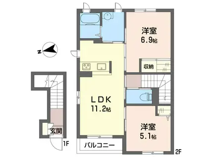 エクラージュ(2LDK/2階)の間取り写真