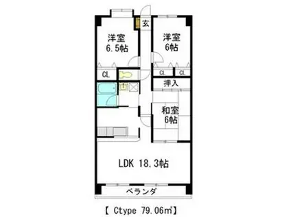 グランドコート鴻の巣(3LDK/1階)の間取り写真