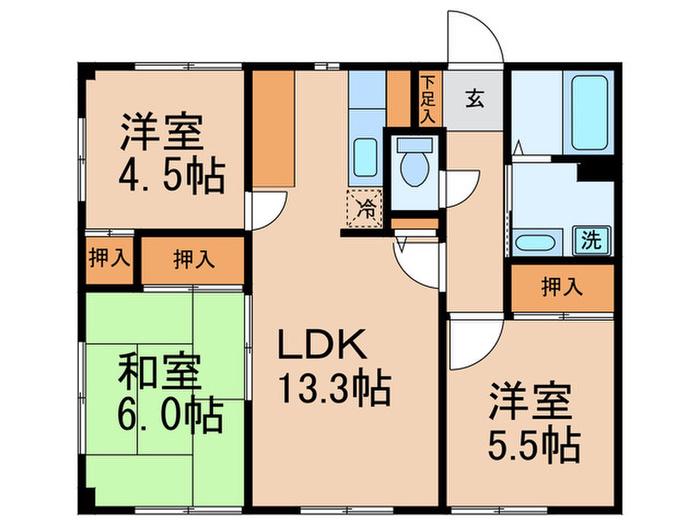 あぐりハイム(3LDK/2階)の間取り写真