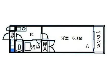 ユーズコート上山手(1K/2階)の間取り写真